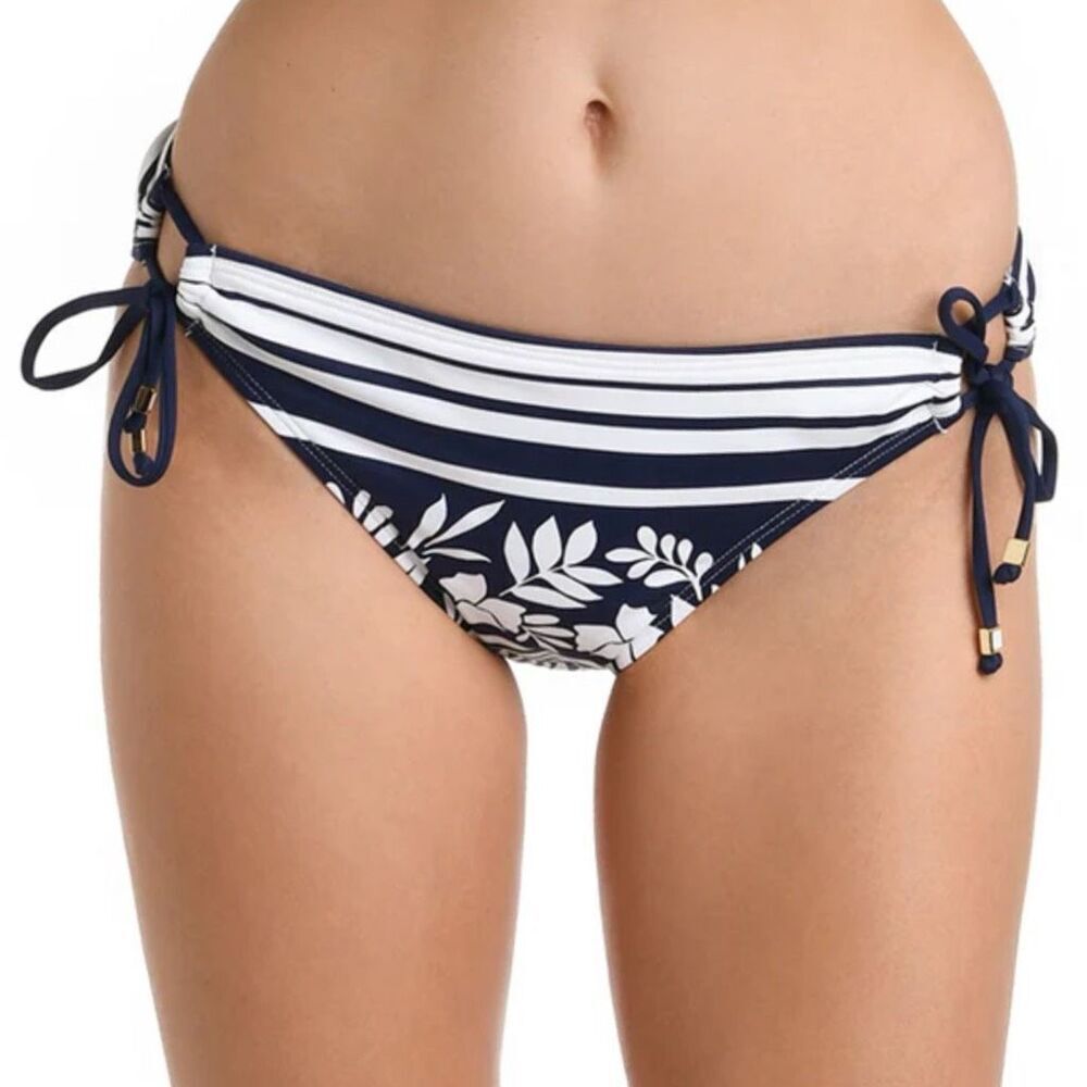 NWT La Blanca Loop Hipster Bikini Bottom in black and white  Size 12